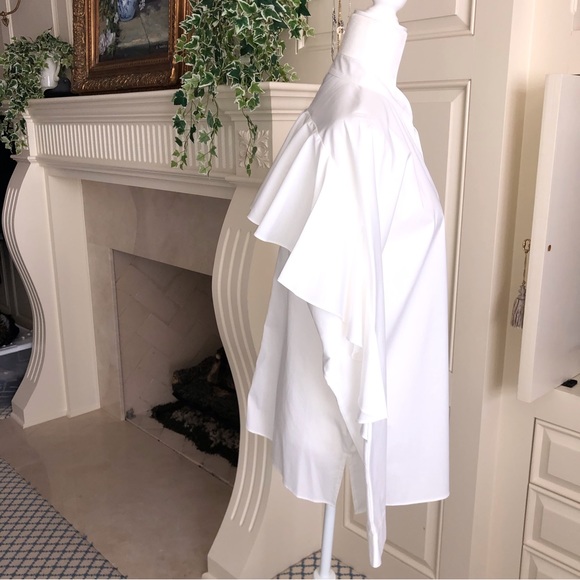 Worth Collection White Dolman Sleeve Blouse With Ruffled Back New Size L - Picture 5 of 14